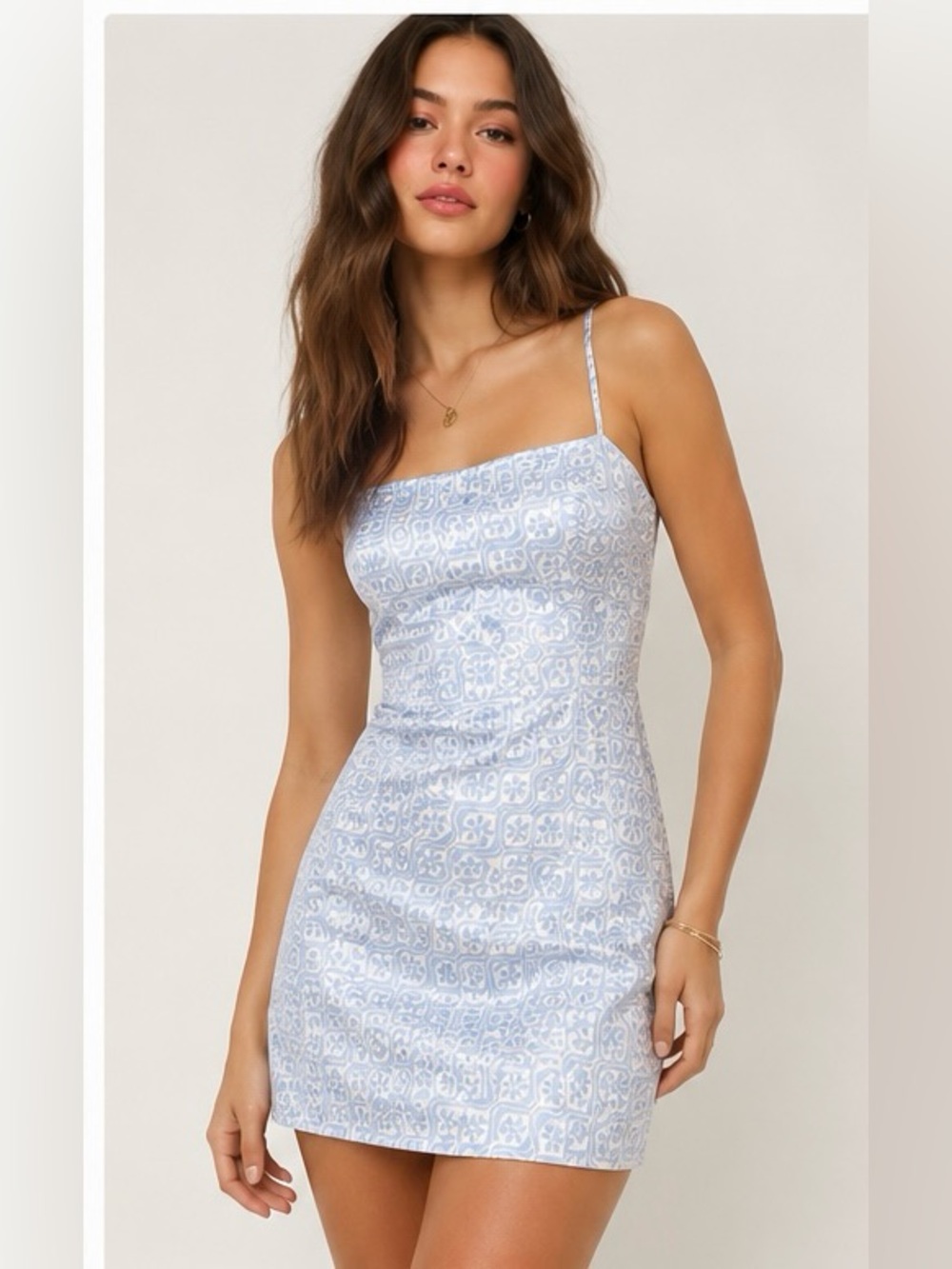 NWT Hollister Blue & White Satin Cami Dress XS Soft Girl Cottagecore